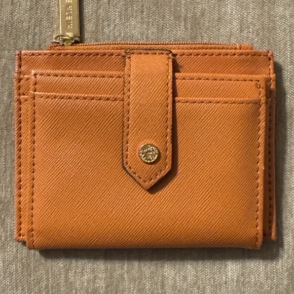 Anne Klein Handbags - Excellent Used Condition Anne Klein Orange Card Holder with Gold Button